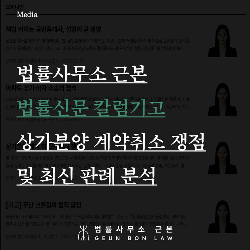 법률신문 정기연재 - 시행사를 상대로 한 상가 분양권취소 분양해지 해제소송 관련 브랜드 입점 기망 쟁점 및 최신 판례 분석